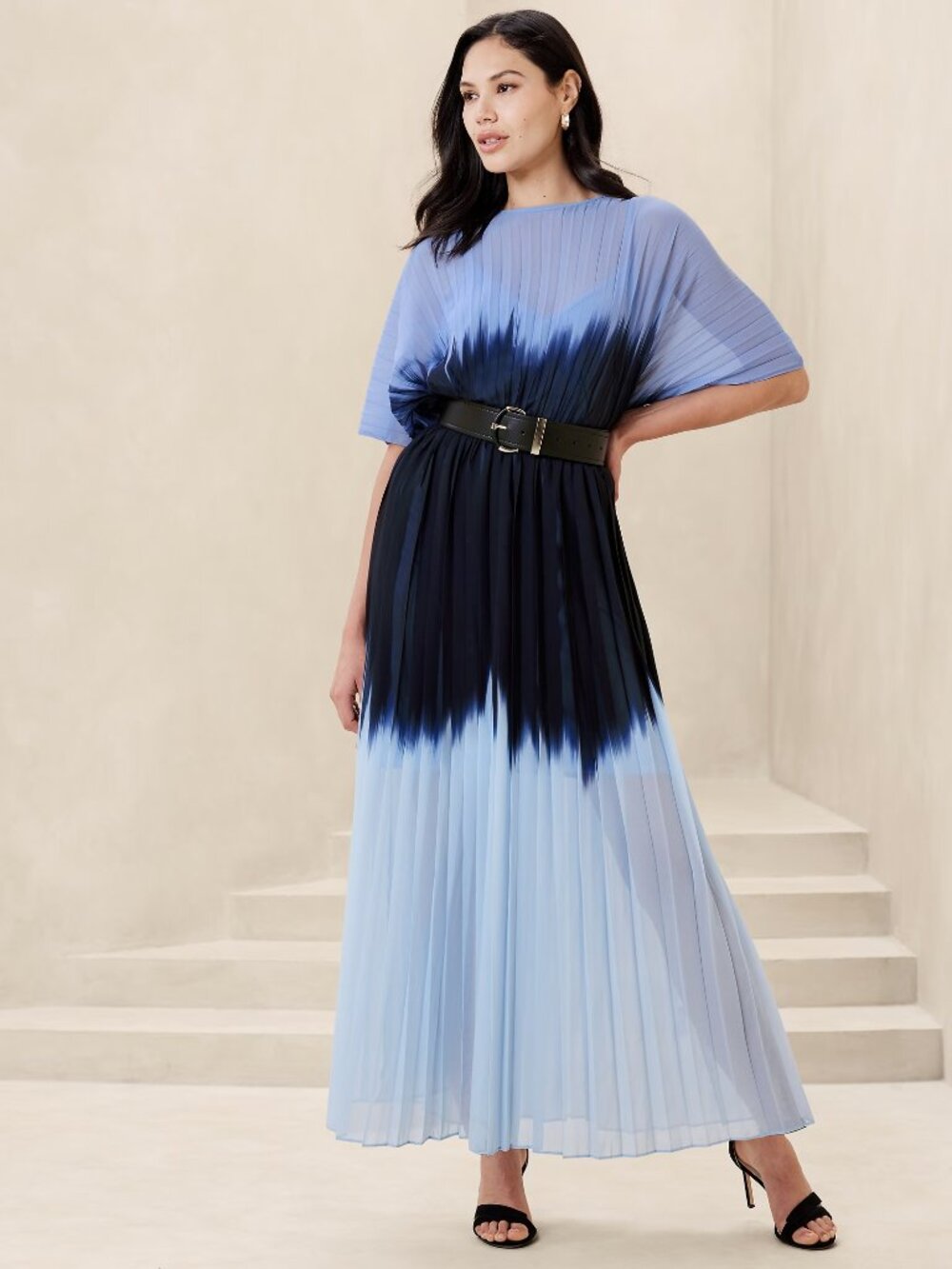 Banana Republic Chiffon Pleated Maxi Dress